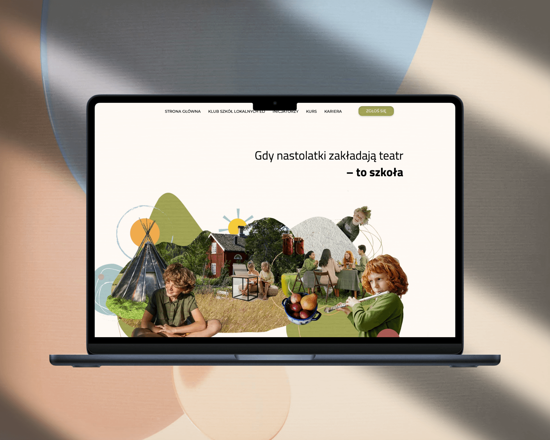 Pofalowane tło projektu Szkola w chmurze